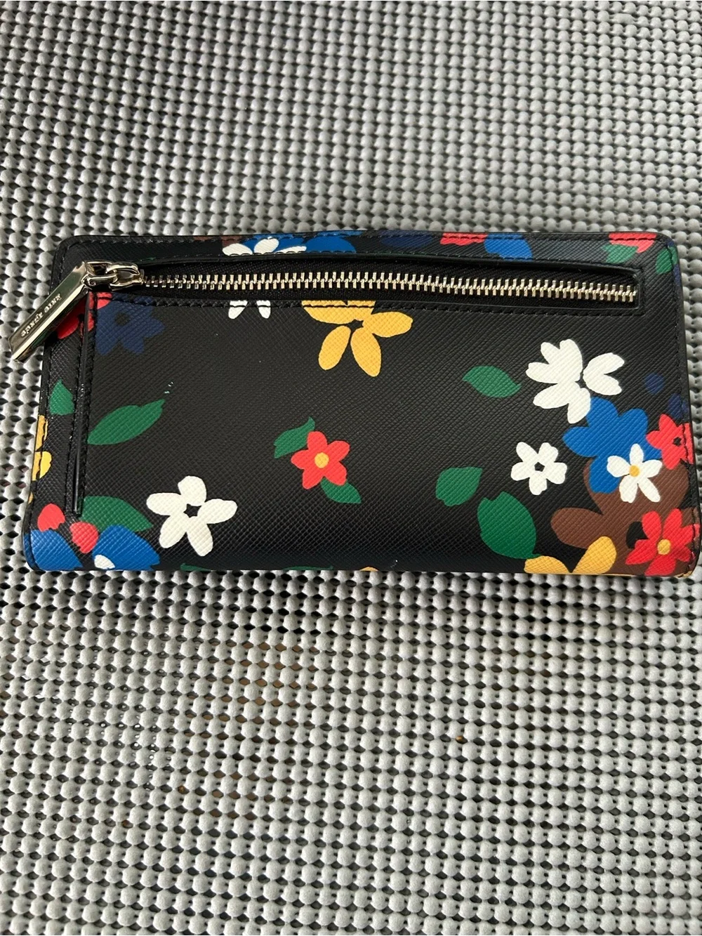 kate spade Black Floral Continental Wallet with Multicolor Blooms